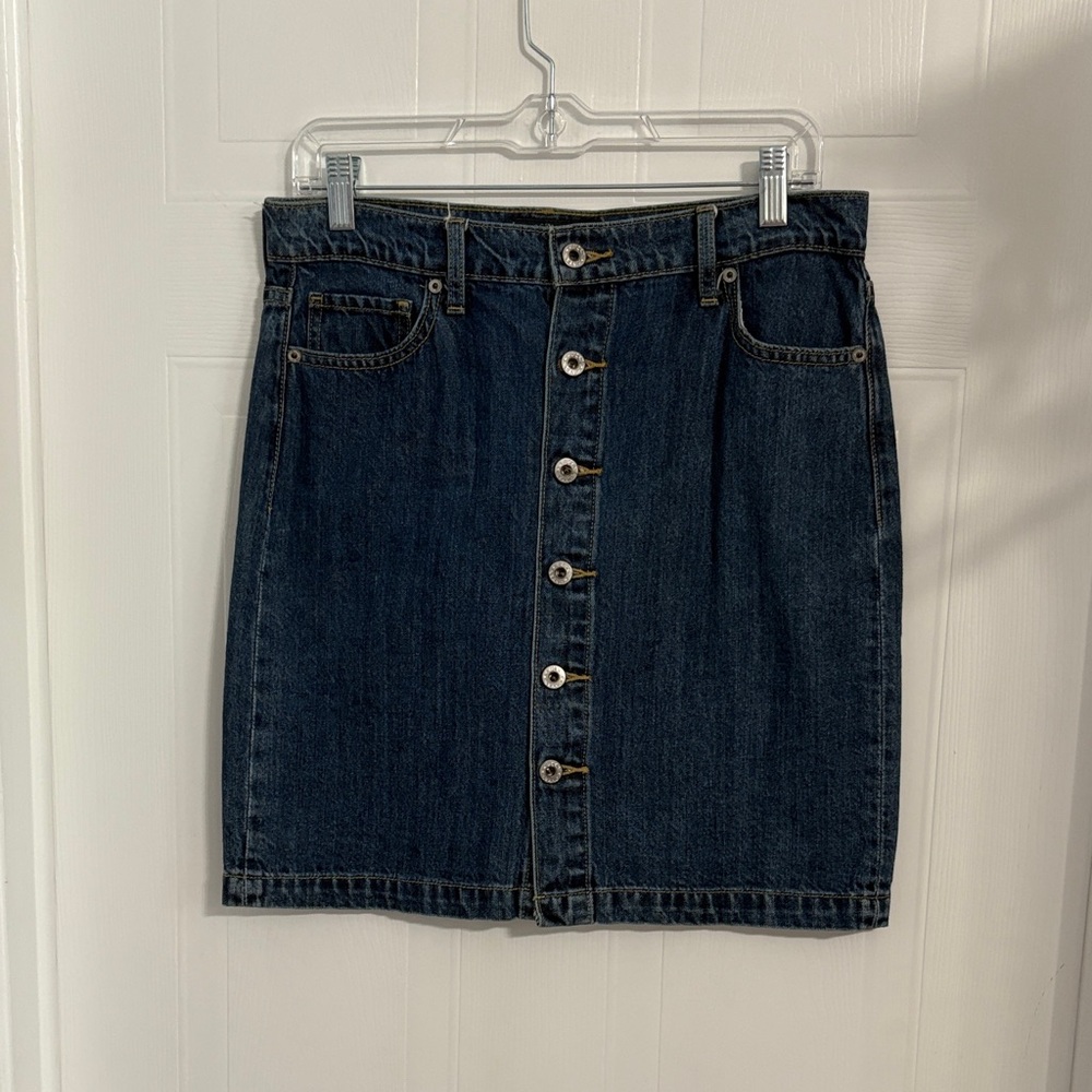 Lucky Brand Dark Blue Button-Front Mini Skirt